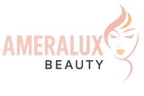 Ameralux Beauty logo with a stylized face on a white background