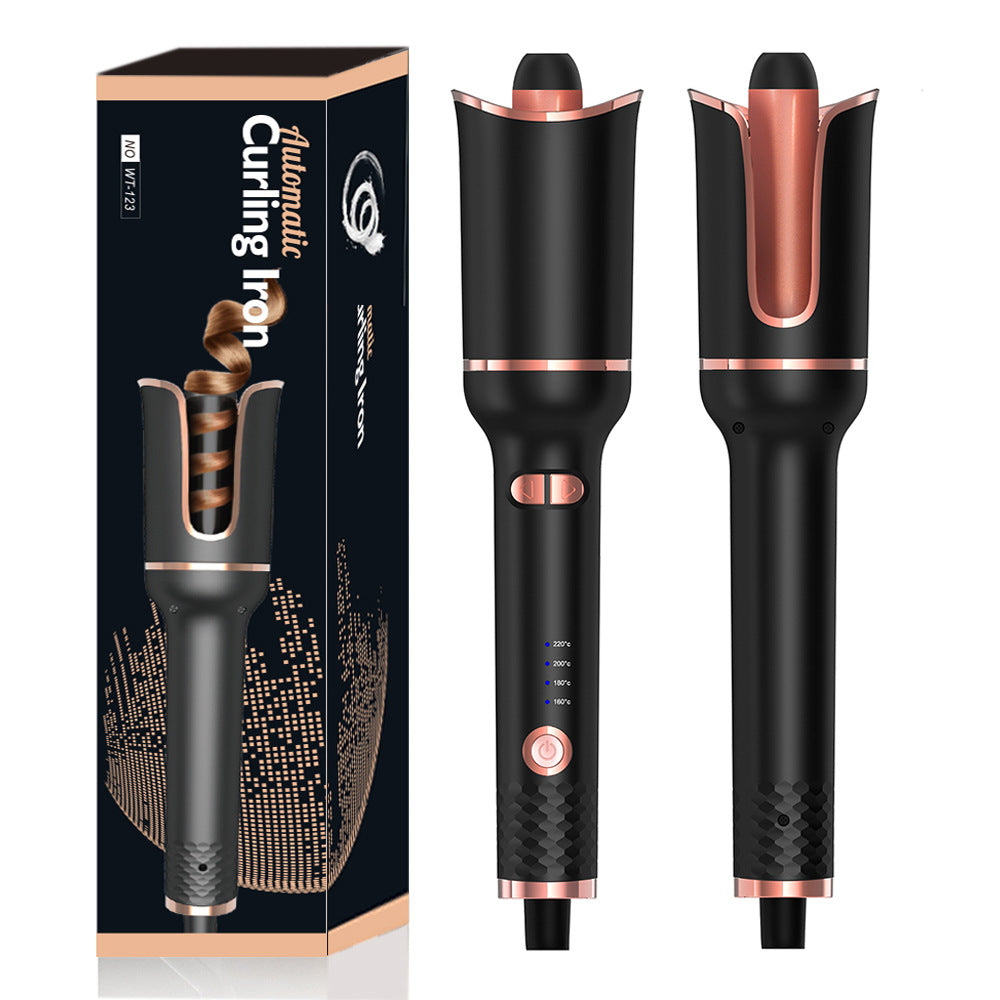 Automatic Rotating Curling Iron – CURLPRO Beach Waves Curling Wand, Portable Hair Curler, 500 Million Ionic, Dual Voltage & Lightweight for Travel, Ceramic Coating, 1 Inch, Metallic Gray